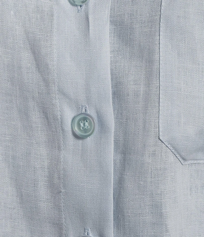Reiss Solena Linen Collar 3/4 Sleeve Loose Crop Shirt