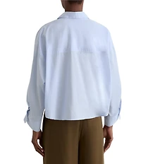 Reiss Solenge Woven Cotton Long Button Cuff Sleeves Cropped Button Front Shirt