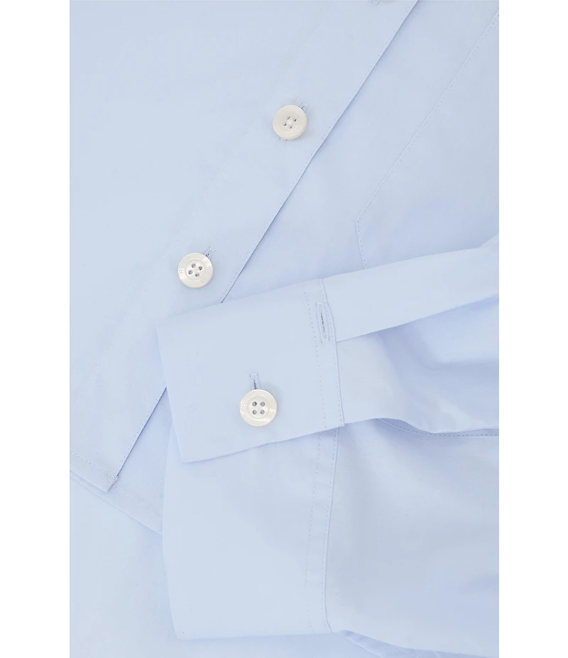 Reiss Solenge Woven Cotton Long Button Cuff Sleeves Cropped Button Front Shirt