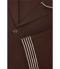 Reiss Solid Pipe Stitch Detail Short Sleeve Woven Shirt