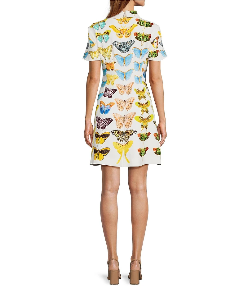 Reiss Tansy Butterfly Print Short Sleeve A-Line Mini Dress