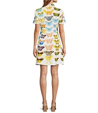 Reiss Tansy Butterfly Print Short Sleeve A-Line Mini Dress