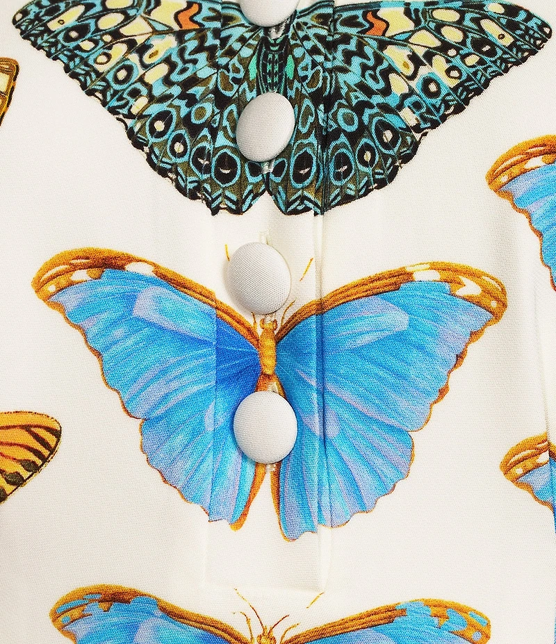 Reiss Tansy Butterfly Print Short Sleeve A-Line Mini Dress