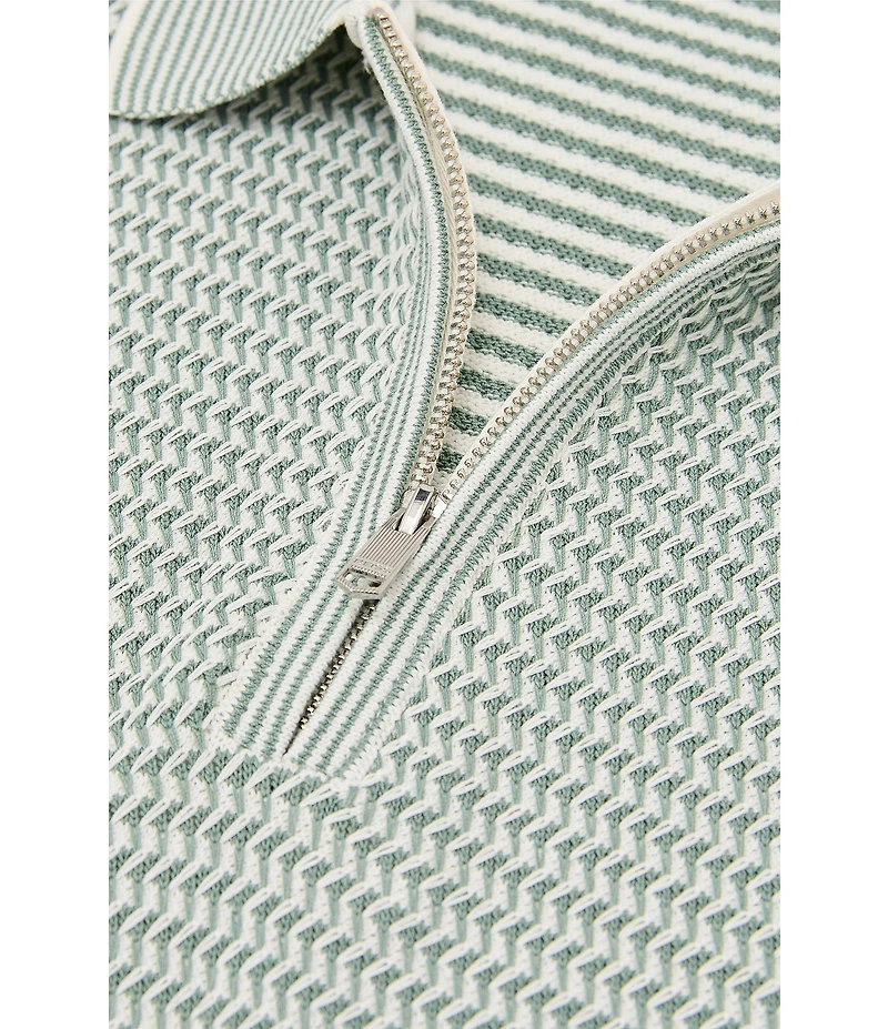 Reiss Textured Quarter-Zip Short Sleeve Polo Shirt