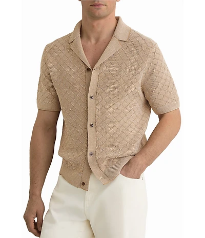 Reiss Textured Short Sleeve Woven Camp Shirt