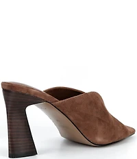 Reiss Tiffany Suede Square Toe Block Heel Dress Slide Sandals