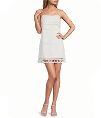 Reiss Toni Lace Detail Square Neck Sleevless Shift Mini Dress