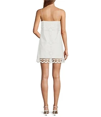 Reiss Toni Lace Detail Square Neck Sleevless Shift Mini Dress