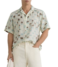 Reiss Vespucci Brushstroke Print Short Sleeve Woven Camp Shirt