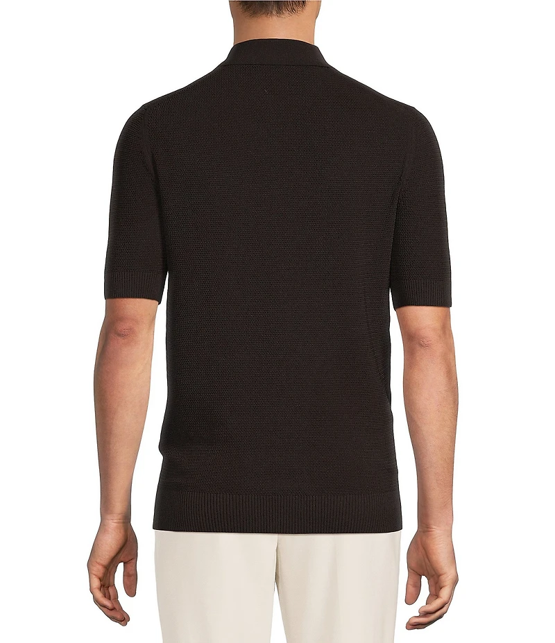 Reiss Warren Basket-Stitch Short Sleeve Polo Shirt