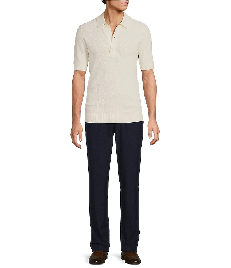 Reiss Warren Basket-Stitch Short Sleeve Polo Shirt