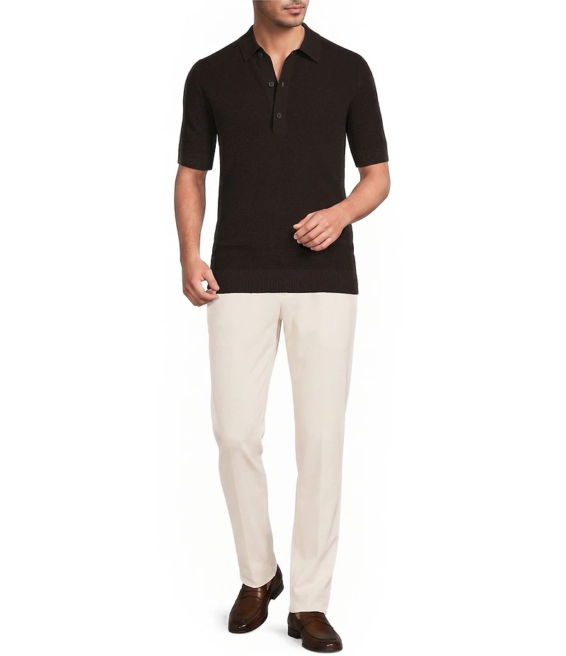 Reiss Warren Basket-Stitch Short Sleeve Polo Shirt