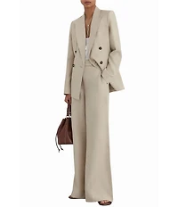 Reiss Woven Linen Wide-Leg Suit Trouser Tailoring Pants