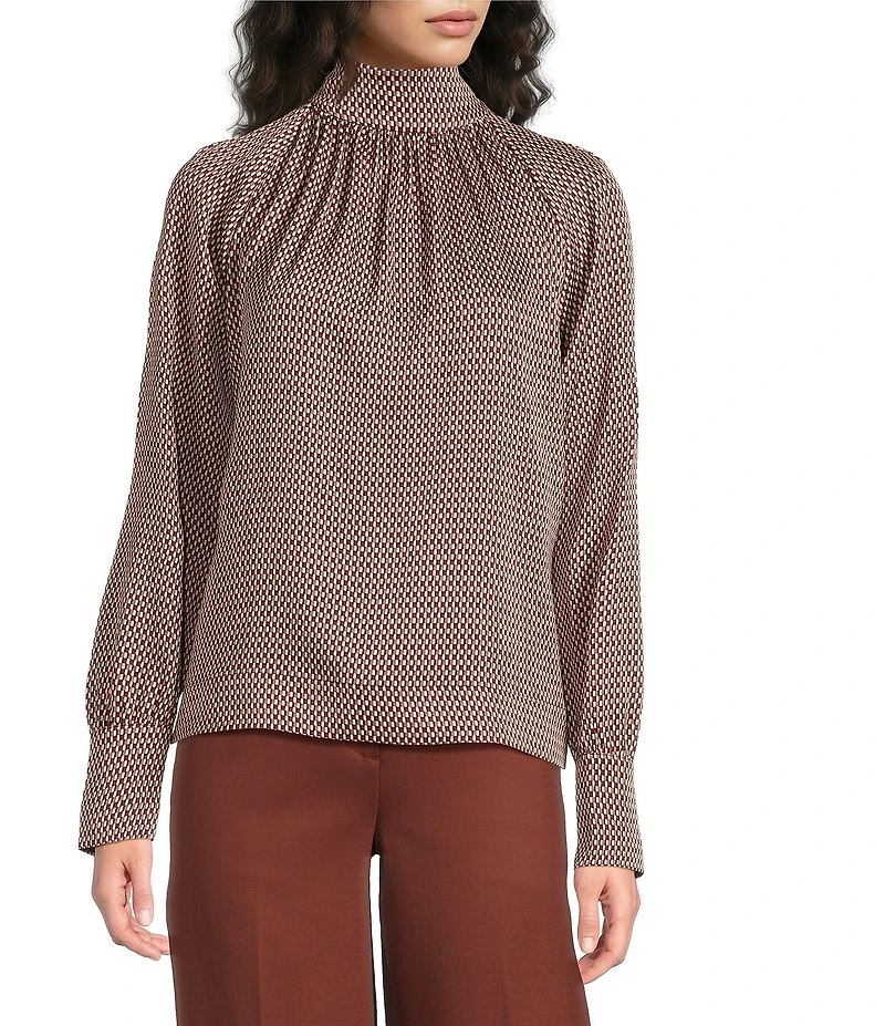 Reiss Woven Long Sleeve Print Top