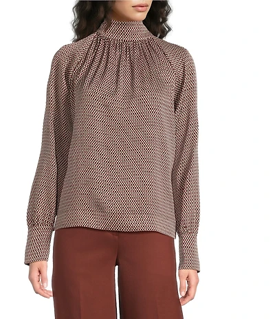Reiss Woven Long Sleeve Print Top