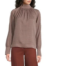 Reiss Woven Long Sleeve Print Top