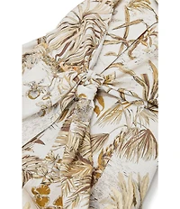Reiss Woven Safari Print Halter Peak Lapel Collar Sleeveless Button-Front Midi Dress