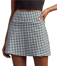 RHONE 16#double; Course To Court Gingham Print Skort