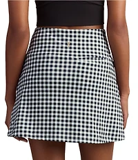 RHONE 16#double; Course To Court Gingham Print Skort