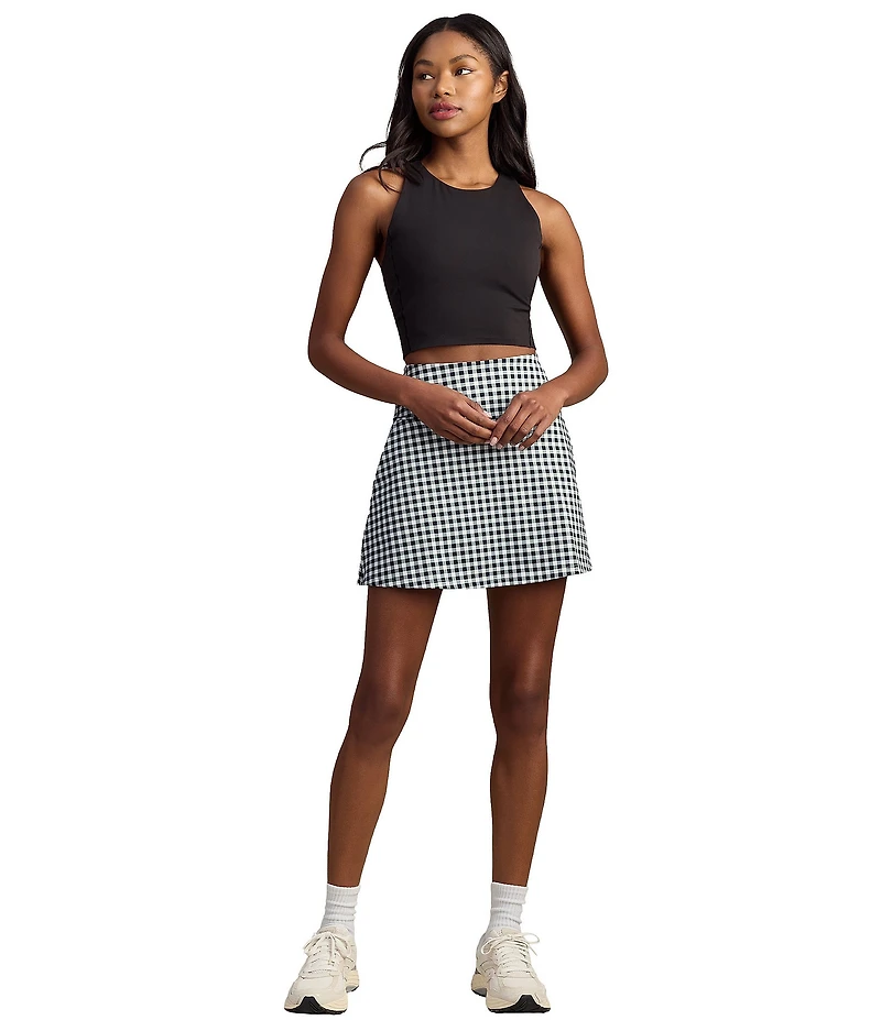 RHONE 16#double; Course To Court Gingham Print Skort