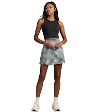 RHONE 16#double; Course To Court Gingham Print Skort