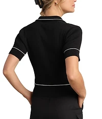 RHONE Birdie Collar Neckline Short Sleeve Contrast Piping Sweater Polo