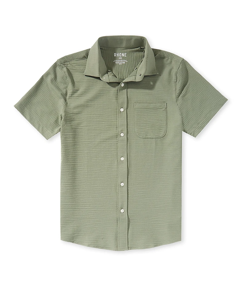 RHONE Commuter Seersucker Short Sleeve Woven Shirt