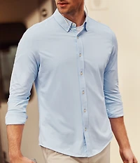 Rhone Commuter Stripe Performance Stretch Long Sleeve Woven Shirt