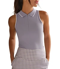 RHONE Course To Court Collared 1/4 Zip Sleeveless Polo Top