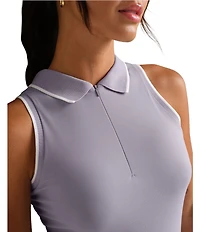 RHONE Course To Court Collared 1/4 Zip Sleeveless Polo Top