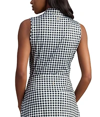 RHONE Course To Court Gingham Polo Neck Sleeveless Top