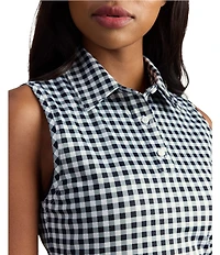 RHONE Course To Court Gingham Polo Neck Sleeveless Top