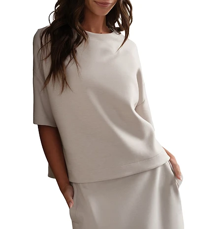 RHONE DreamGlow™ Cooridnating Crew Neck Short Sleeve High-Low Hem Relaxed Tee