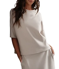RHONE DreamGlow™ Cooridnating Crew Neck Short Sleeve High-Low Hem Relaxed Tee