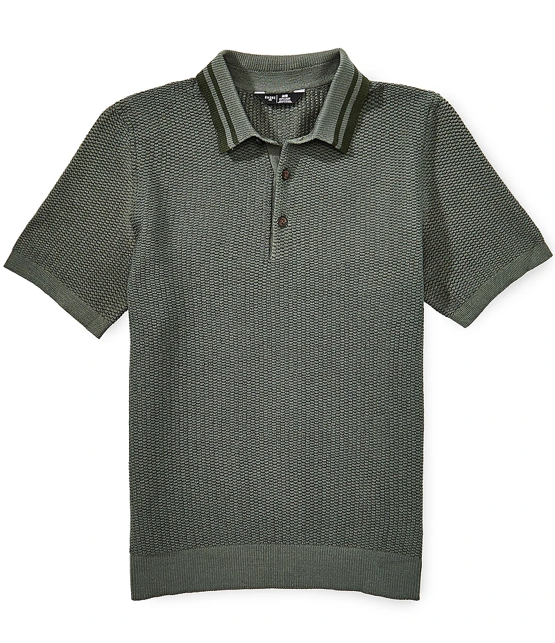 RHONE Fine Knit Short Sleeve Sweater Polo Shirt