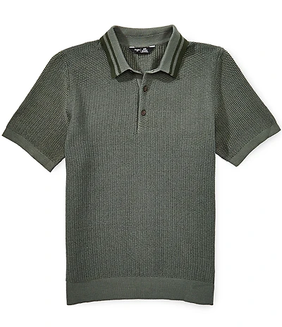 RHONE Fine Knit Short Sleeve Sweater Polo Shirt
