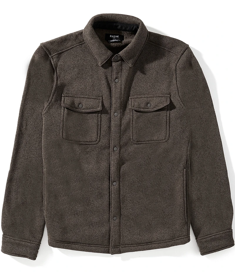 RHONE Long Sleeve Button Front Fleece Shacket