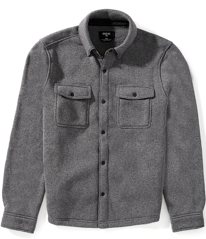 RHONE Long Sleeve Button Front Fleece Shacket