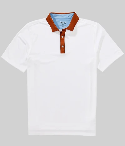 RHONE Golf Sport Houndstooth Performance Stretch Short Sleeve Polo Shirt