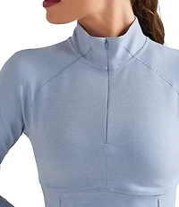 RHONE Heather Revive™ Mock Neck 1/4 Zip Long Sleeve Coordinating Pullover