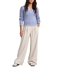 RHONE Horizon High Rise Wide Leg Trouser Pants