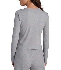 RHONE LivLuxe Rib Crew Neck Long Sleeve Button Front Coordinating Cardigan