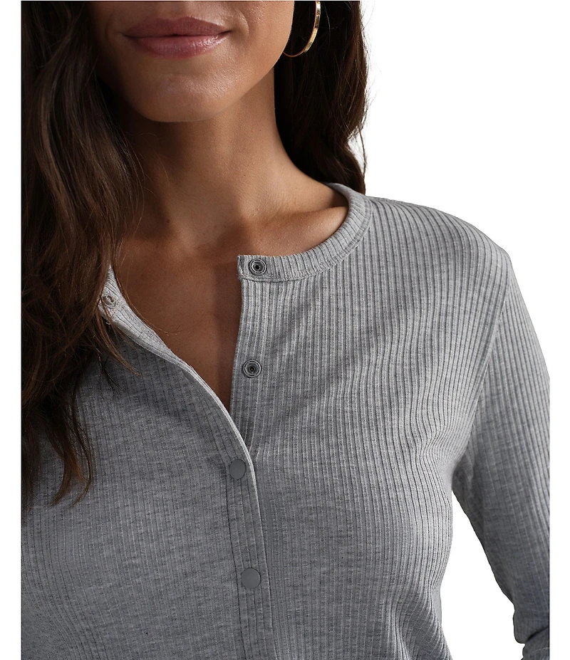 RHONE LivLuxe Rib Crew Neck Long Sleeve Button Front Coordinating Cardigan