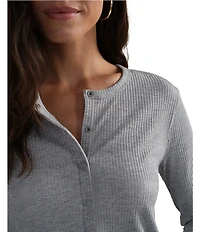 RHONE LivLuxe Rib Crew Neck Long Sleeve Button Front Coordinating Cardigan