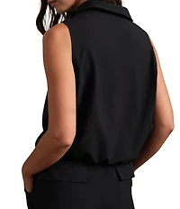 RHONE Mirage Notch Collar Sleeveless Button Front Blouse