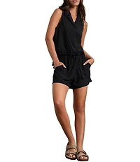 RHONE Mirage Notch Collar Sleeveless Button Front Blouse