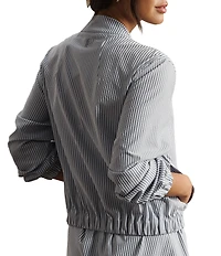 RHONE Saltair Striped Collared Long Sleeve Full Zip Performance Seersucker Jacket