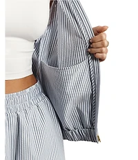RHONE Saltair Striped Collared Long Sleeve Full Zip Performance Seersucker Jacket