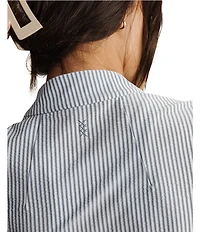 RHONE Saltair Striped Collared Long Sleeve Full Zip Performance Seersucker Jacket