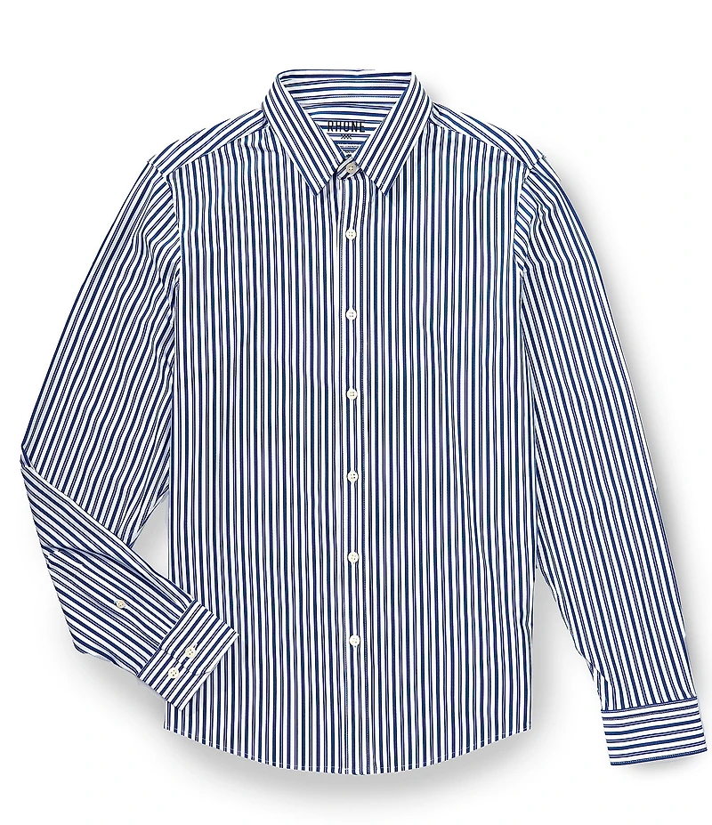 Rhone Slim Fit Commuter Stripe Long Sleeve Woven Shirt
